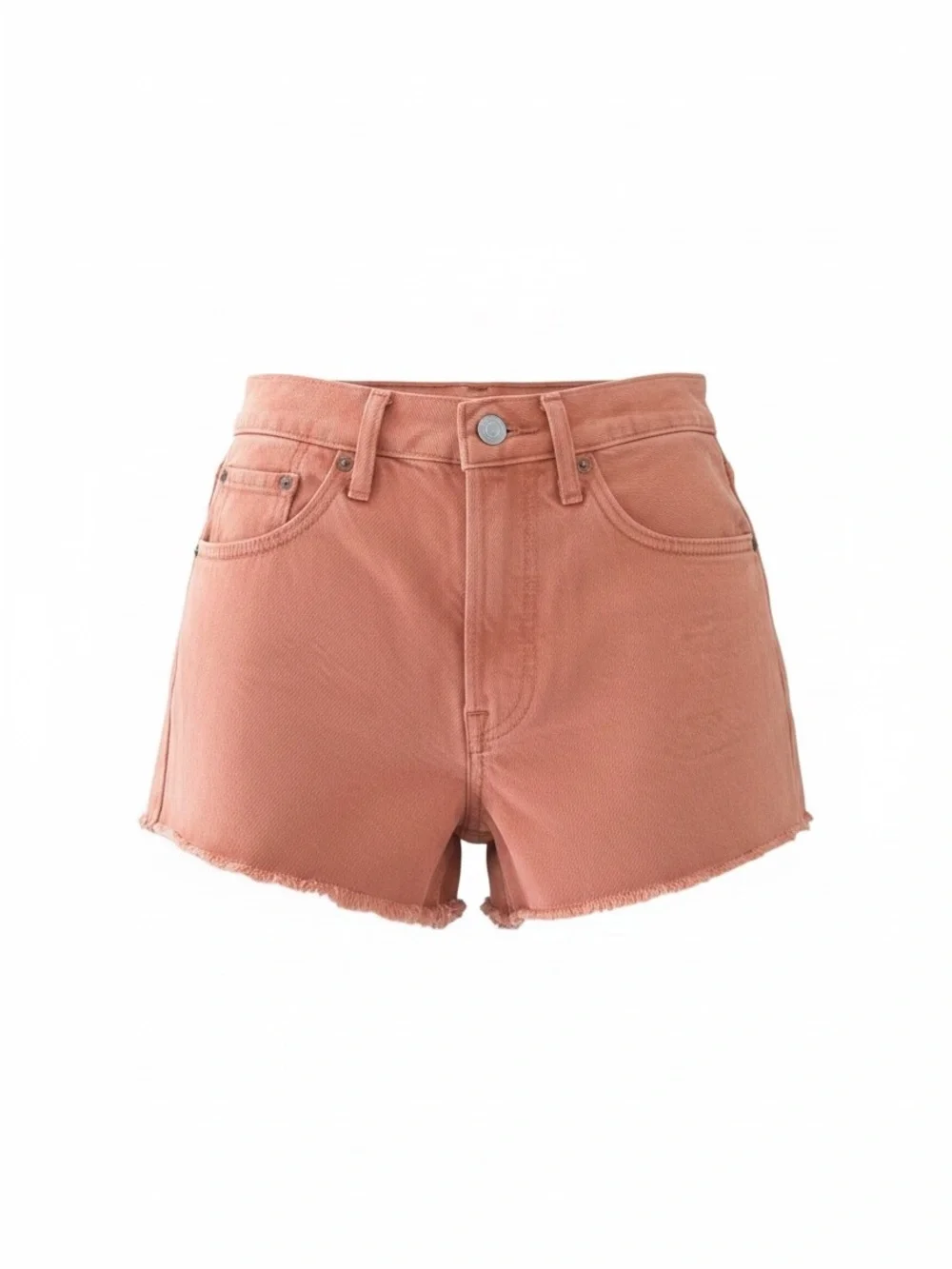 Levi's High-Rise Frayed Hem Shorts - peachy rust orange